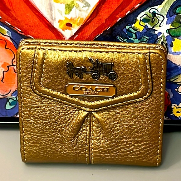 Coach EUC Horse & Buggy Design Small Bronze Wallet - Picture 1 of 6